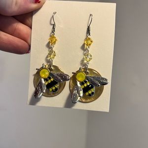 Handmade bumble bee dangle earrings
